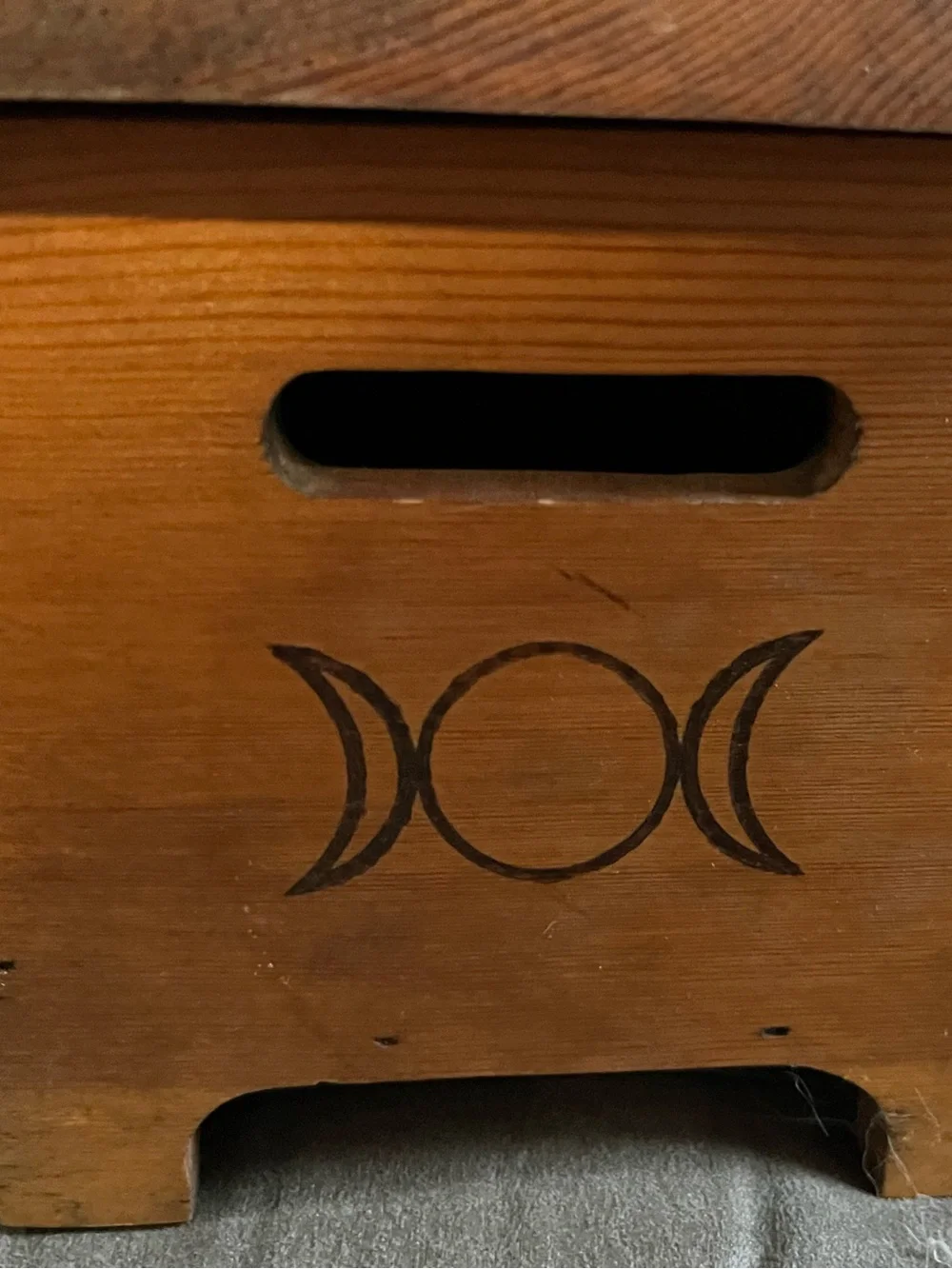 Hand Crafted Black Triple Moon Goddess Wood Plaque
